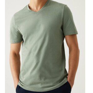Vince Men Size XL 100% Pima Cotton Sage Green Casual Luxury Tee V-Neck T-Shirt